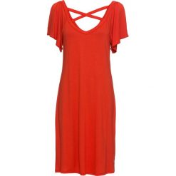 Sukienka shirtowa bonprix czerwony. Czerwone sukienki damskie bonprix, bez wzorów, z okrągłym kołnierzem, bez rękawów. Za 74,99 zł.