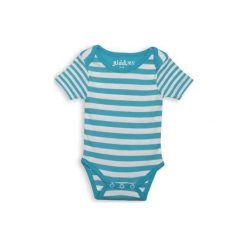 Body Blue Stripe 3-6m. Niebieskie body niemowlęce marki Juddlies, bez wzorów, bez rękawów. Za 29,37 zł.