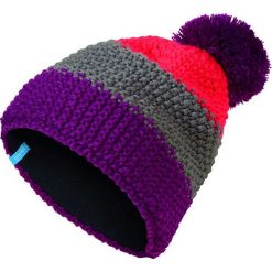 Czapki damskie: Czapka „Chunky Knit” w kolorze fioletowo-szaro-czerwonym