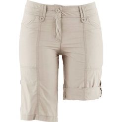 Bermudy ze stretchem "papertouch" bonprix kamienisty. Szare szorty damskie bonprix. Za 37,99 zł.