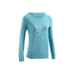 Koszulka długi rękaw Gym & Pilates 500 damska. Niebieskie bluzki sportowe damskie DOMYOS, xl, z bawełny. Za 39,99 zł.