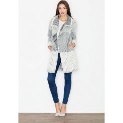 Szykowny Szary Wełniany Płaszcz bez Zapięcia. Szare kurtki damskie FIGL, xl, bez wzorów, z poliesteru, eleganckie. Za 199,90 zł.