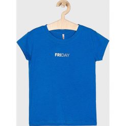 Kids Only - Top dziecięcy 122-164 cm. Białe bluzki dziewczęce Kids Only, z nadrukiem, z bawełny, z okrągłym kołnierzem, z krótkim rękawem, krótkie, bez kaptura. Za 29,90 zł.