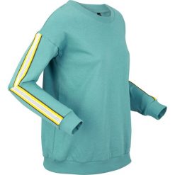 Bluza przyjazna dla środowiska, długi rękaw bonprix niebieski mineralny. Niebieskie bluzy damskie bonprix, w paski, z dresówki, z długim rękawem, długie, bez kaptura. Za 89,99 zł.
