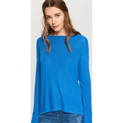 Swetry klasyczne damskie: Sweter z lekkiej dzianiny – Niebieski