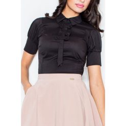 Czarna Elegancka Bluzka z Kokardkami. Czarne bluzki dziewczęce Molly.pl, z aplikacjami, z klasycznym kołnierzykiem, z krótkim rękawem, krótkie, bez kaptura. Za 73,00 zł.