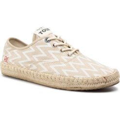 Espadryle PEPE JEANS - Tourist-Er Linen PMS10272 Ecru 814. Brązowe espadryle męskie Pepe Jeans, bez wzorów, z jeansu. W wyprzedaży za 199,00 zł.