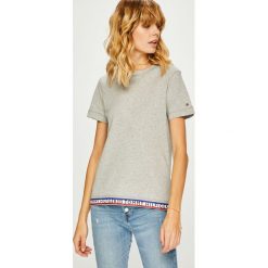 Tommy Hilfiger - Top. Szare bluzki z odkrytymi ramionami marki TOMMY HILFIGER, s, z nadrukiem, z bawełny, z okrągłym kołnierzem. Za 179,90 zł.