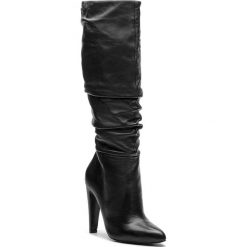 Kozaki STEVE MADDEN - Carrie Boot SM11000130-03001-017 Black Leather. Czarne buty zimowe damskie marki Steve Madden, z materiału, przed kolano, na wysokim obcasie, na obcasie. W wyprzedaży za 519,00 zł.