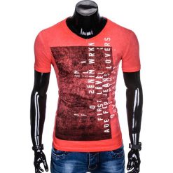 T-shirty męskie: T-SHIRT MĘSKI Z NADRUKIEM S891 - CZERWONY