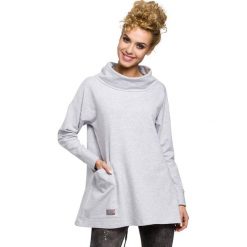 EVE Bluza oversize z kominem i kieszenią - popielata. Szare bluzy damskie Moe, s, bez wzorów, z bawełny, bez rękawów, bez kaptura. Za 139,00 zł.