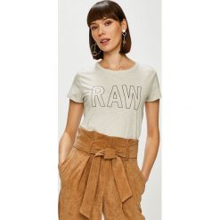 G-Star Raw - Top. Szare bluzki damskie G-Star RAW, s, z nadrukiem, z bawełny, retro, z okrągłym kołnierzem, z krótkim rękawem. W wyprzedaży za 99,90 zł.