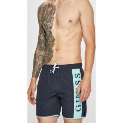 Guess Jeans - Kąpielówki. Niebieskie kąpielówki męskie Guess Jeans, xl, z aplikacjami, z poliesteru. W wyprzedaży za 139,90 zł.