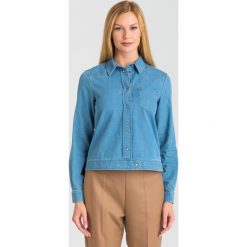KOSZULA ARABIA WEEKEND MAX MARA. Niebieskie koszule damskie Weekend Max Mara, na co dzień, w koronkowe wzory, z bawełny, z włoskim kołnierzykiem, bez rękawów. Za 1049,00 zł.