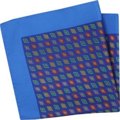 Wyrazista Poszetka Męska, Chattier, Figury Geometryczne, Niebieska POSZCH0151. Niebieskie poszetki męskie Chattier, w geometryczne wzory, eleganckie. Za 27,00 zł.
