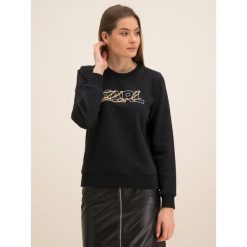 Sweter Karl Lagerfeld Double Logo 96KW1814. Czarne swetry damskie KARL LAGERFELD, xl, bez wzorów, z bawełny, klasyczne, bez rękawów, bez kaptura. W wyprzedaży za 439,00 zł.