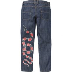 Dżinsy Regular Fit Straight bonprix ciemnoniebieski "stone used". Niebieskie jeansy męskie bonprix, m, z nadrukiem, z jeansu. Za 59,99 zł.