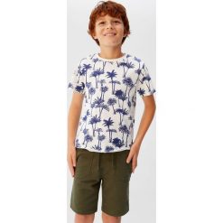 Mango Kids - T-shirt dziecięcy Palms 110-164 cm. Białe t-shirty chłopięce Mango Kids, z nadrukiem, z bawełny, bez rękawów. W wyprzedaży za 29,90 zł.