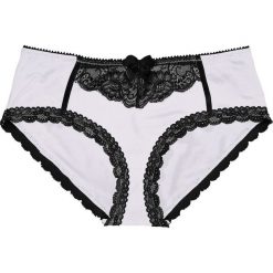 Figi "panty" bonprix ecru-czarny. Białe majtki damskie marki bonprix, w koronkowe wzory, z koronki. Za 34,99 zł.