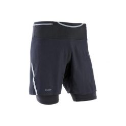 Spodenki comfort z krótkimi legginsami do trailu męskie czarne. Czarne spodenki i szorty męskie KALENJI, xl, z elastanu, krótkie. Za 99,99 zł.