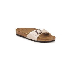 Klapki Birkenstock MADRID. Brązowe klapki damskie Birkenstock, bez wzorów, bez obcasa. Za 207,20 zł.