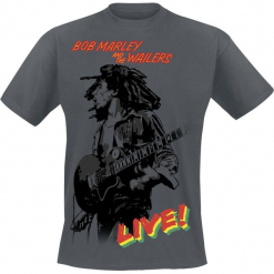 Bob Marley Live Concert T-Shirt ciemnoszary. Czarne t-shirty męskie marki Bob Marley, m, z nadrukiem, z okrągłym kołnierzem. Za 74,90 zł.