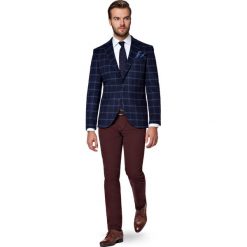 Marynarka Granatowa w Niebieską Kratę Ankara. Niebieskie marynarki męskie LANCERTO, na zimę, m, bez wzorów, z bawełny, eleganckie. W wyprzedaży za 299,90 zł.