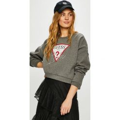Guess Jeans - Bluza. Czarne bluzy damskie z nadrukiem marki Guess Jeans, s, z bawełny, bez kaptura. Za 319,90 zł.