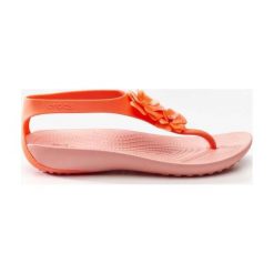 Crocs 205600 BRIGHT CORAL/MELON, sandały. Różowe klapki damskie Crocs, w paski, z syntetyku, bez obcasa. Za 149,00 zł.