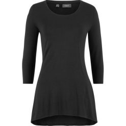 Shirt z dłuższym tyłem, rękawy 3/4 bonprix czarny. Czarne koszulki damskie marki bonprix, bez wzorów, bez kołnierzyka. Za 54,99 zł.