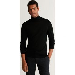 Mango Man - Sweter Willyt. Czarne swetry męskie Mango Man, xl, bez wzorów, z wełny. Za 199,90 zł.
