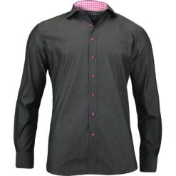 Stylowa Koszula Męska, 100% BAWEŁNA, Slim-fit, Różowe Dodatki, Grafitowa KSDWCHIAOM1A02. Szare koszule męskie Chiao, m, z bawełny, eleganckie. W wyprzedaży za 79,00 zł.
