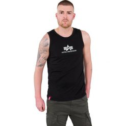Koszulka Alpha Industries Basic Tank 126566-03. Czarne koszulki męskie Alpha Industries, m, bez wzorów, bez kołnierzyka, bez rękawów. Za 67,99 zł.