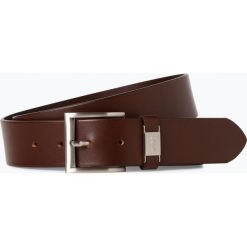 BOSS - Męski pasek skórzany – Connio, brązowy. Pomarańczowe paski męskie Boss, w paski, eleganckie. Za 249,95 zł.