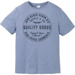 T-shirt bonprix matowy niebieski. Niebieskie t-shirty męskie bonprix, s, z nadrukiem. Za 29,99 zł.