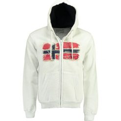 Bluza "Gayto" w kolorze białym. Białe bluzy męskie Geographical Norway Men, s, bez wzorów, z bawełny, z kapturem, bez rękawów, bez kaptura. W wyprzedaży za 130,95 zł.