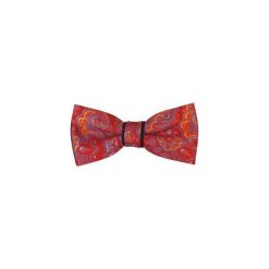 Czerwona mucha męska w żółto-błękitny paisley z poszetką A176. Czerwone muszki męskie Modini Moda Męska, na co dzień, bez wzorów, z tkaniny, eleganckie. Za 49,50 zł.