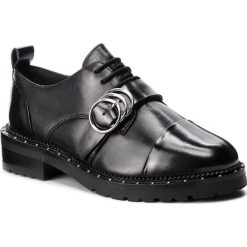 Oxfordy BRONX - 66195-F Black 01. Czarne półbuty damskie marki Bronx, bez obcasa, na płaskiej podeszwie, bez zapięcia. W wyprzedaży za 319,00 zł.