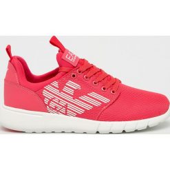EA7 Emporio Armani - Buty. Niebieskie buty sportowe damskie EA7 Emporio Armani, bez wzorów, z materiału, sportowe. W wyprzedaży za 399,90 zł.