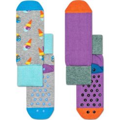 Happy Socks - Skarpetki dziecięce 16-26 (2-pak). Fioletowe skarpetki dziewczęce Happy Socks, bez wzorów, z elastanu. Za 39,90 zł.