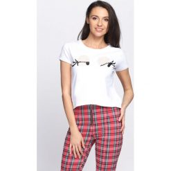 Biały T-shirt Beady Eyes. Białe bluzki damskie marki Born2be, l. Za 19,99 zł.