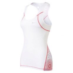 Bluzki sportowe damskie: Odlo Koszulka damska Singlet crew neck Cubic Trend biało-różowa r. M