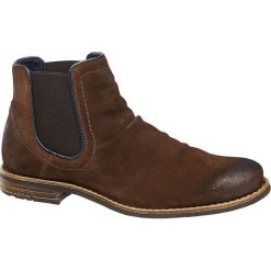 Zamszowe sztyblety męskie AM SHOE w kolorze brązowym AM SHOE brązowe. Pomarańczowe sztyblety męskie AM SHOE, ze skóry, bez zapięcia. Za 199,90 zł.