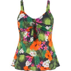 Top tankini bonprix czarny z nadrukiem. Czarne stroje kąpielowe damskie marki bonprix, z nadrukiem, bez kołnierzyka. Za 79,99 zł.