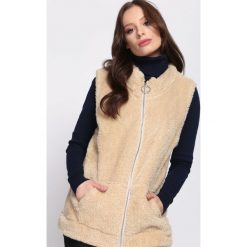 Beżowa Kamizelka Disturbed. Brązowe kamizelki damskie bez kaptura Born2be, xl, bez wzorów, bez kaptura. Za 19,99 zł.