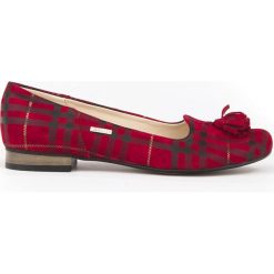 Klasyczne baleriny z frędzlami - skóra naturalna - model 009 - kolor czerwona kratka. Czerwone baleriny damskie Zapato, w kratkę, ze skóry, eleganckie, na niskim obcasie, na obcasie. Za 299,00 zł.