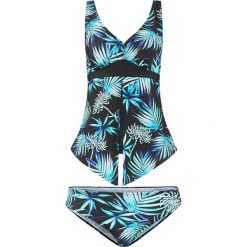 Tankini (2 części) bonprix czarno-turkusowy. Czarne stroje kąpielowe damskie bonprix, bez wzorów. Za 49,99 zł.