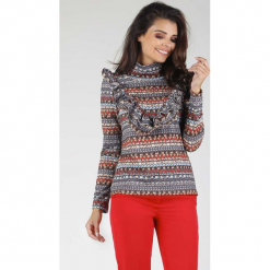 Boho Bluzka z Półgolfem i Falbankami. Pomarańczowe bluzki damskie marki Molly.pl, s, bez wzorów, boho, z falbankami, z długim rękawem. Za 105,90 zł.