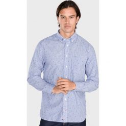 Tommy Hilfiger Koszula Niebieski. Niebieskie koszule męskie TOMMY HILFIGER, s, w paski, z bawełny, bez kołnierzyka, z długim rękawem. Za 516,95 zł.