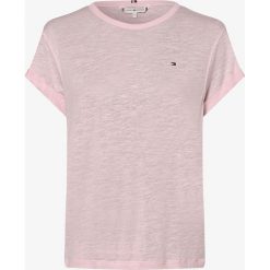 Tommy Hilfiger - T-shirt damski z dodatkiem lnu, różowy. Różowe t-shirty damskie TOMMY HILFIGER, s, bez wzorów, z lyocellu, bez kołnierzyka. Za 229,95 zł.